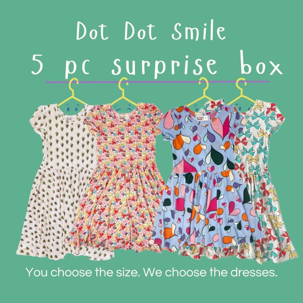 5pc BUNDLE of Girl's Dot Dot Smile Dresses